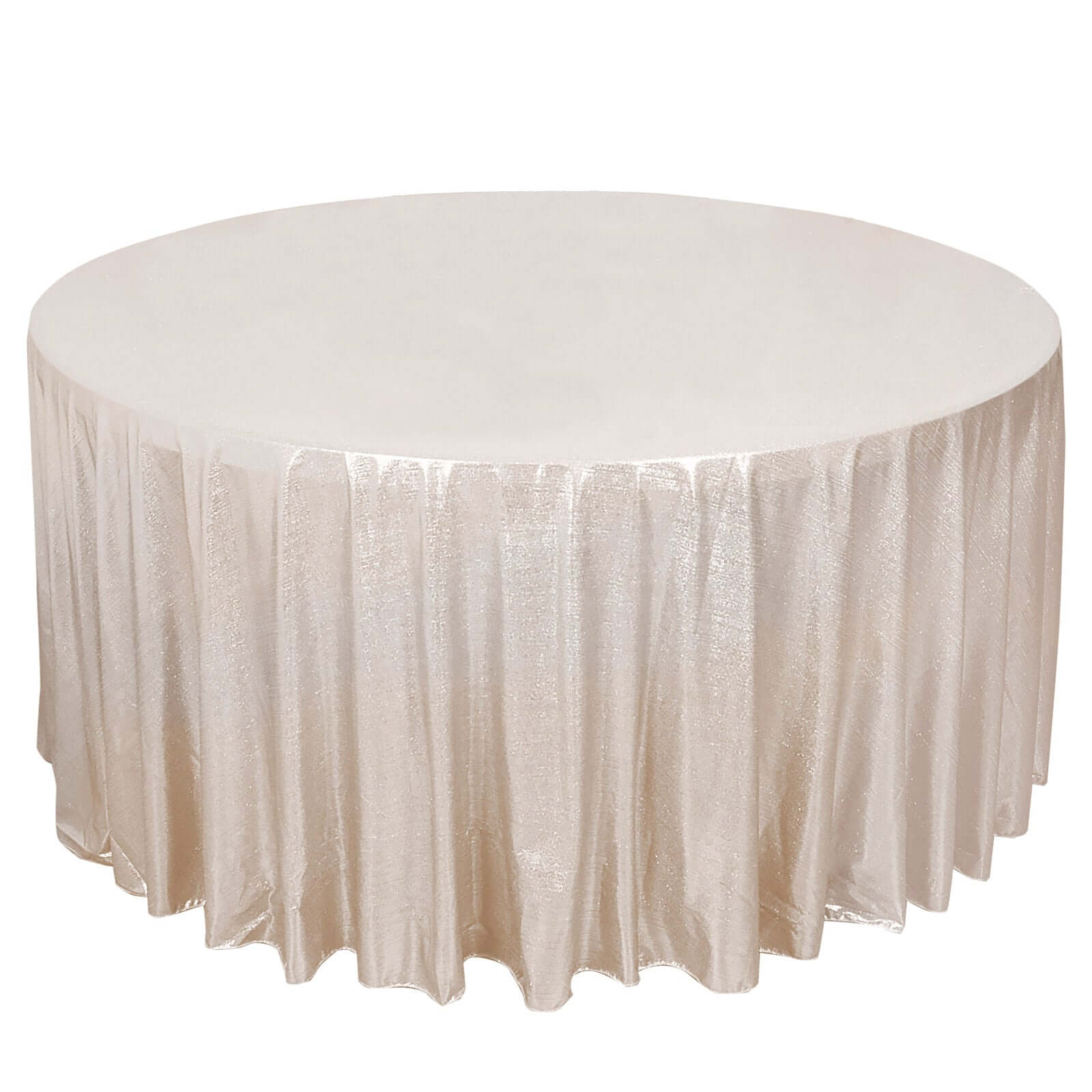 Sequin Dots Polyester Round 120" Tablecloth Beige - Wrinkle Free & Sparkling Table Cover Pro Linens