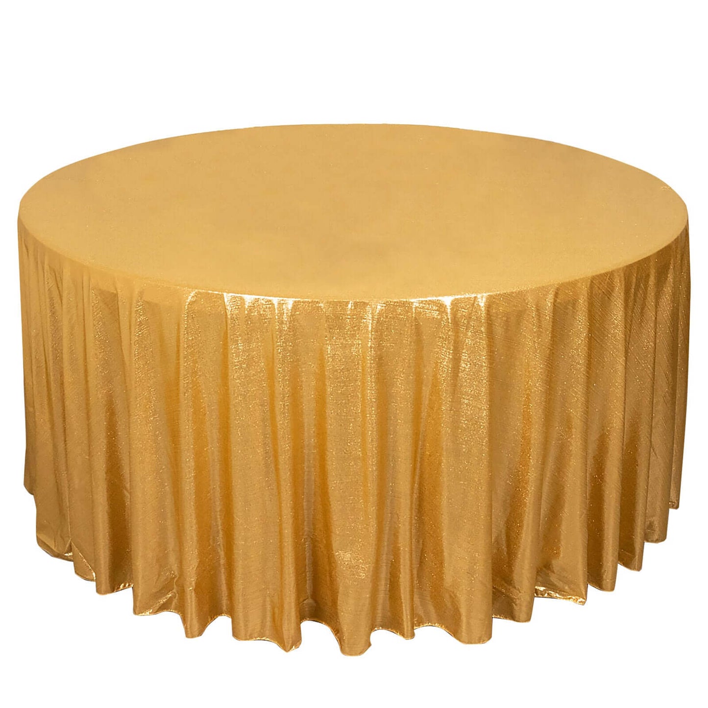 Sequin Dots Polyester Round 120" Tablecloth Gold - Wrinkle Free & Sparkling Table Cover for Stylish Event Decor Pro Linens