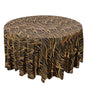 Sequin Mesh 120" Round Tablecloth Black/Gold - Seamless Wave Embroidered Table Cover - Pro Linens