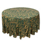 Sequin Mesh 120" Round Tablecloth Hunter Emerald Green/Gold - Seamless Wave Embroidered Table Cover - Pro Linens