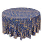 Sequin Mesh 120" Round Tablecloth Royal Blue/Gold - Seamless Wave Embroidered Table Cover - Pro Linens