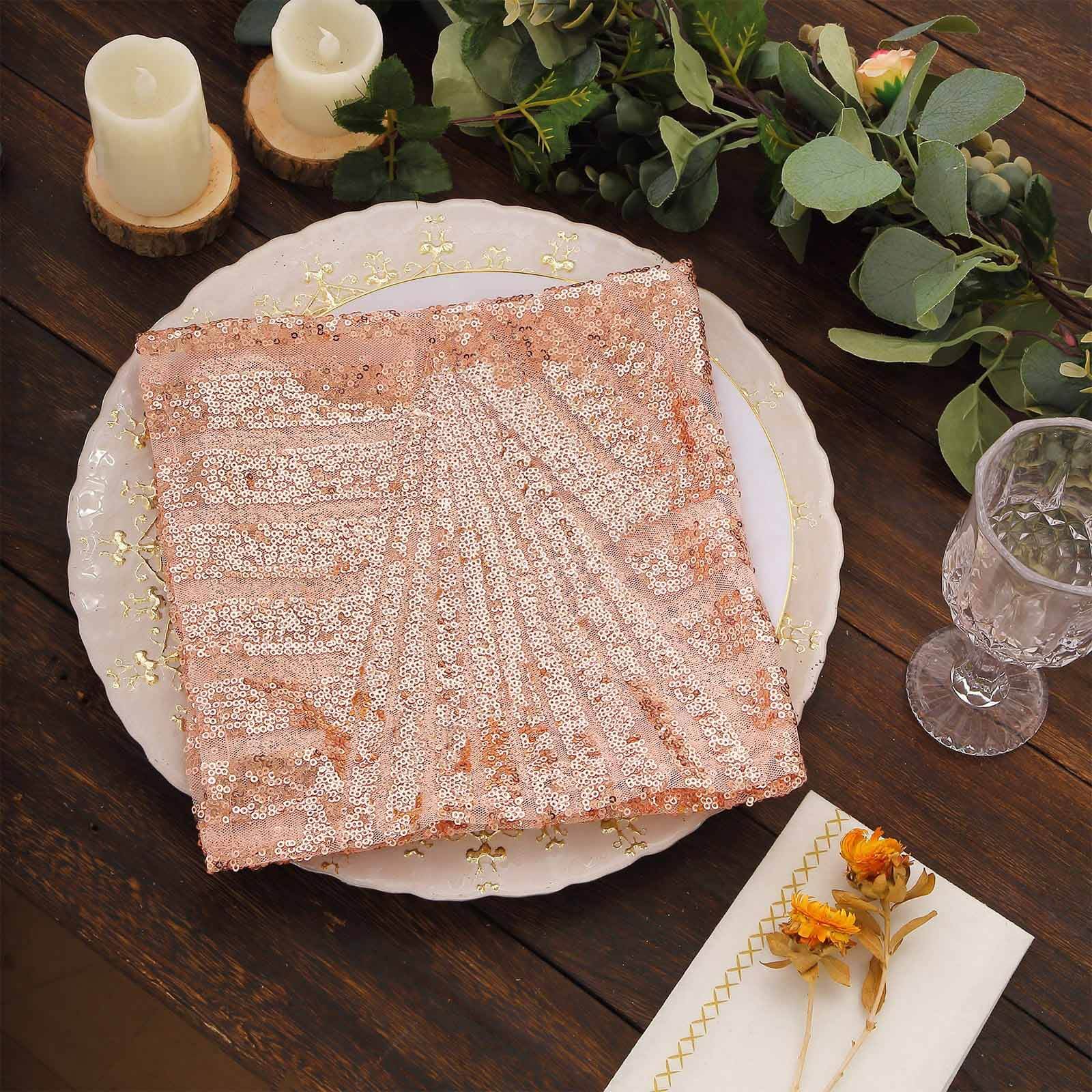 Sequin Napkins 20"x20" Blush - Diamond Pattern Reusable Napkin Pro Linens