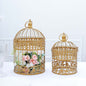 Set of 2 Metallic Gold Wrought Iron Bird Cage Card Holders - 9" 13" Pro Linens