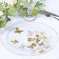 Set of 20 Clear Gold Butterfly Plastic Party Plates, Round Disposable Dinner and Salad Plates with Gold Rim - 8",10" Pro Linens