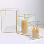 Set of 3 Clear Acrylic Flower Display Boxes Pillar Candle Holders With Gold Rims - 6",8",10" Pro Linens