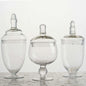 Set of 3 Clear Apothecary Glass Jars with Snap On Lids, Decorative Footed Storage Jars Candy Buffet Containers - 8.5",9",10" Pro Linens