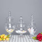 Set of 3 Clear Glass Pedestal Apothecary Party Favor Candy Jars With Snap On Lids - 10" 12" 14" Pro Linens