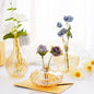 Set of 3 Gold Glass Ribbed Design Mini Flower Bud Vases, Table Centerpiece Set - Assorted Sizes Pro Linens