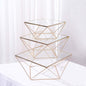 Set of 3 Gold Metal Geometric Stackable Cake Dessert Stand Pedestals with Square Glass Top Pro Linens