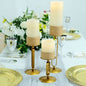 Set of 3 Gold Metal Oval Frame Pillar Candle Holder Stands, Geometric Table Centerpieces - Assorted Sizes Pro Linens