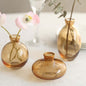 Set of 3 Small Gold Glass Flower Vases With Metallic Gold Rim, Modern Bud Vase Table Centerpieces - Assorted Sizes Pro Linens