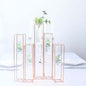 Set of 5 15" Conjoined Rose Gold Frame Test Tube Hydroponic Vases, Geometric Wedding Centerpieces Pro Linens