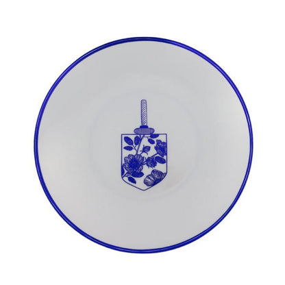 Silver and Blue Round Plastic Plate 10 Pack - Chanukah Plate Pro Linens