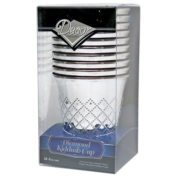 Silver Plastic Diamond Kiddish Cup 10 Pack - Pro Linens