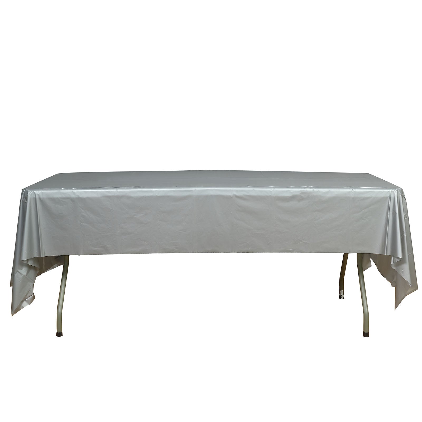 Silver Rectangle Plastic Table Cover, 54"x108" PVC Waterproof Disposable Tablecloth - Pro Linens