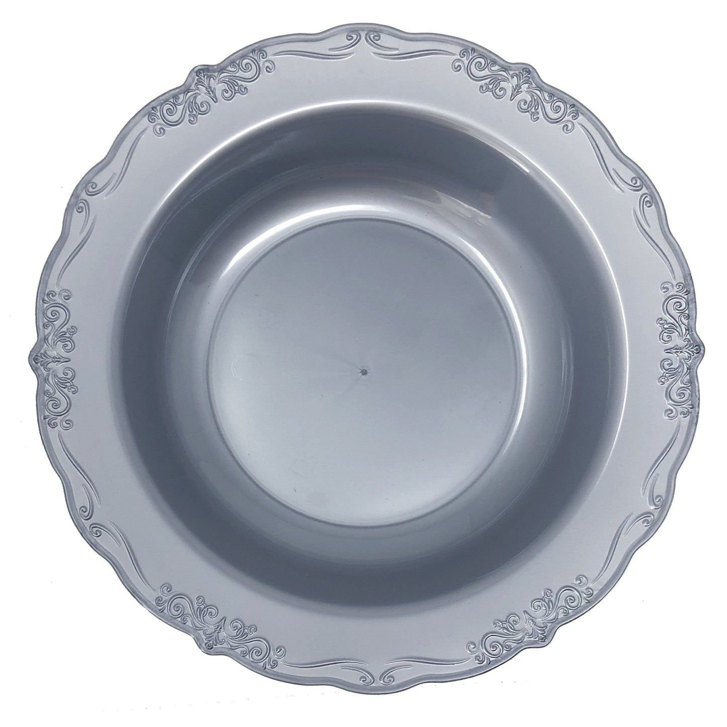 Silver Round Plastic Plates - Vintage Plate Pro Linens