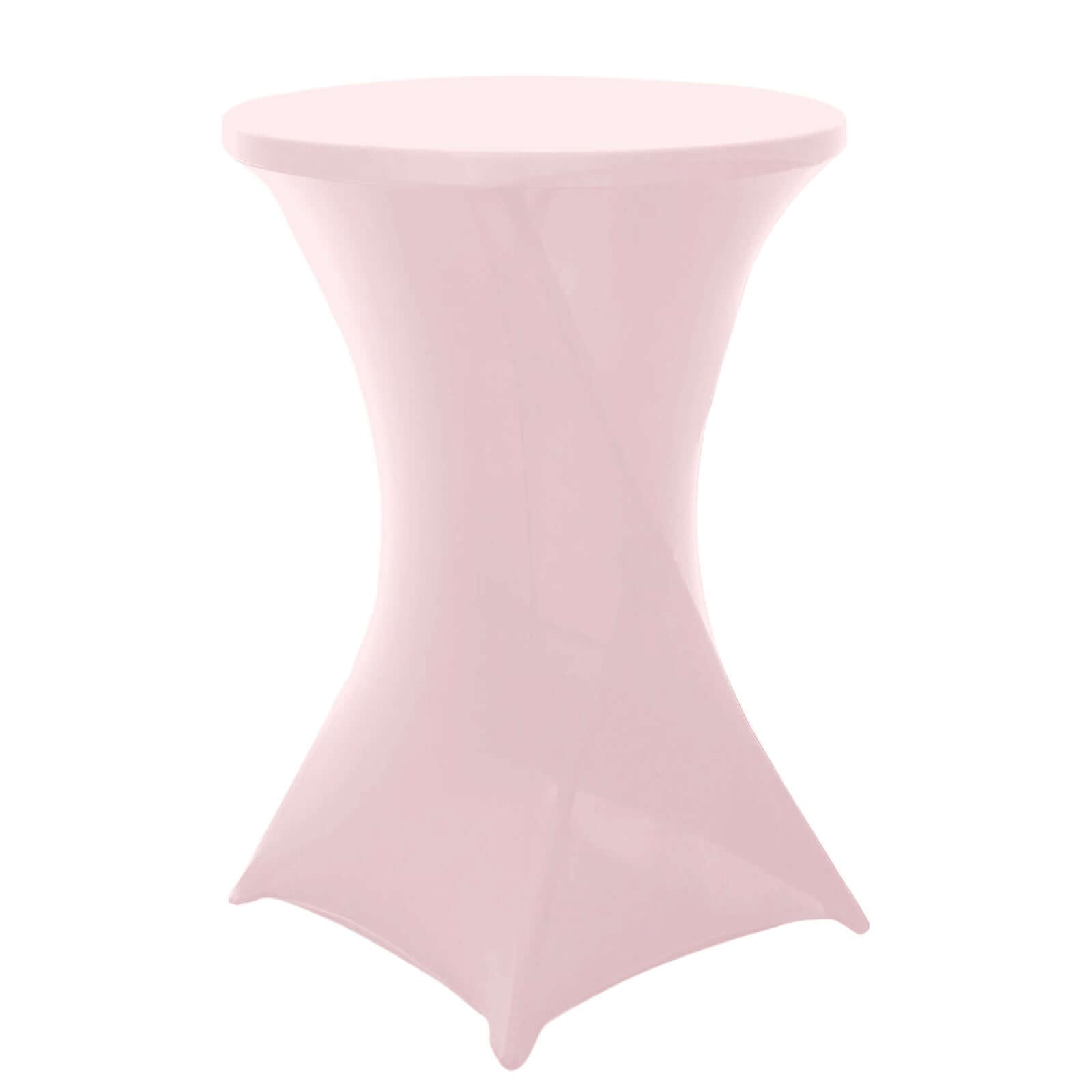 Spandex 24"-32" Round Cocktail Table Cover Blush - Easy to Maintain Stretch Fitted Highboy Tablecloth Pro Linens