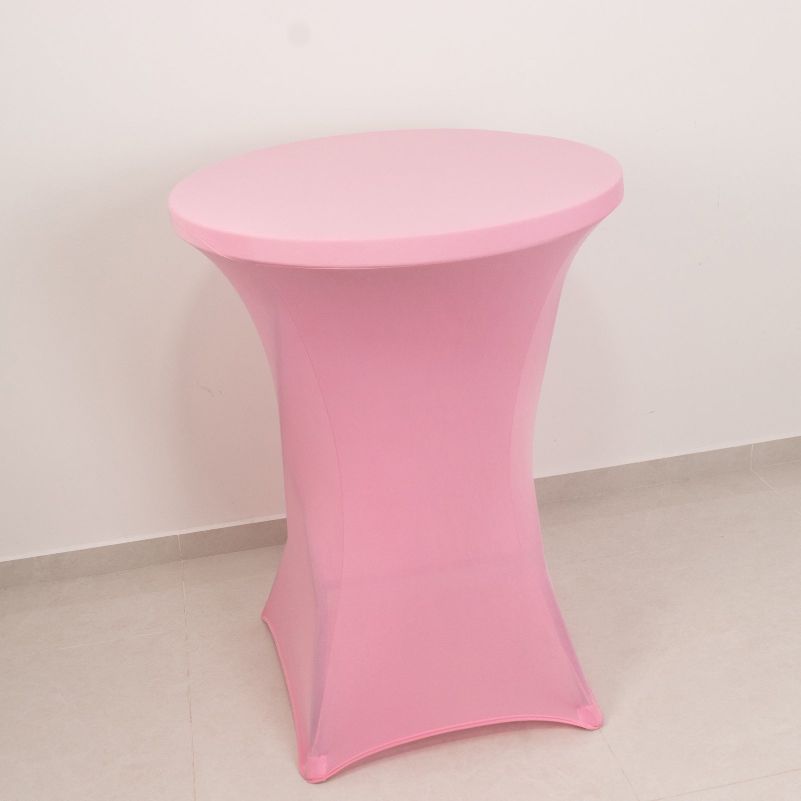 Spandex 24"-32" Round Cocktail Table Cover Pink - Easy to Maintain Stretch Fitted Highboy Tablecloth Pro Linens