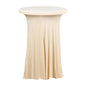 Spandex 32" Round Cocktail Table Cover Skirt Beige With Natural Wavy Drapes Pro Linens