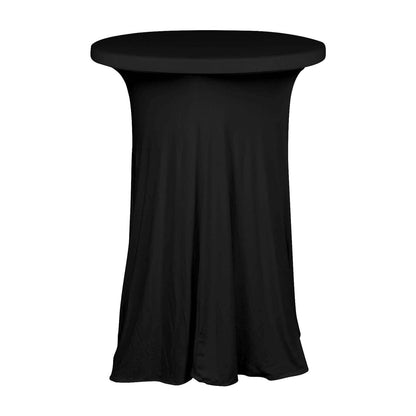 Spandex 32" Round Cocktail Table Cover Skirt Black With Natural Wavy Drapes Pro Linens