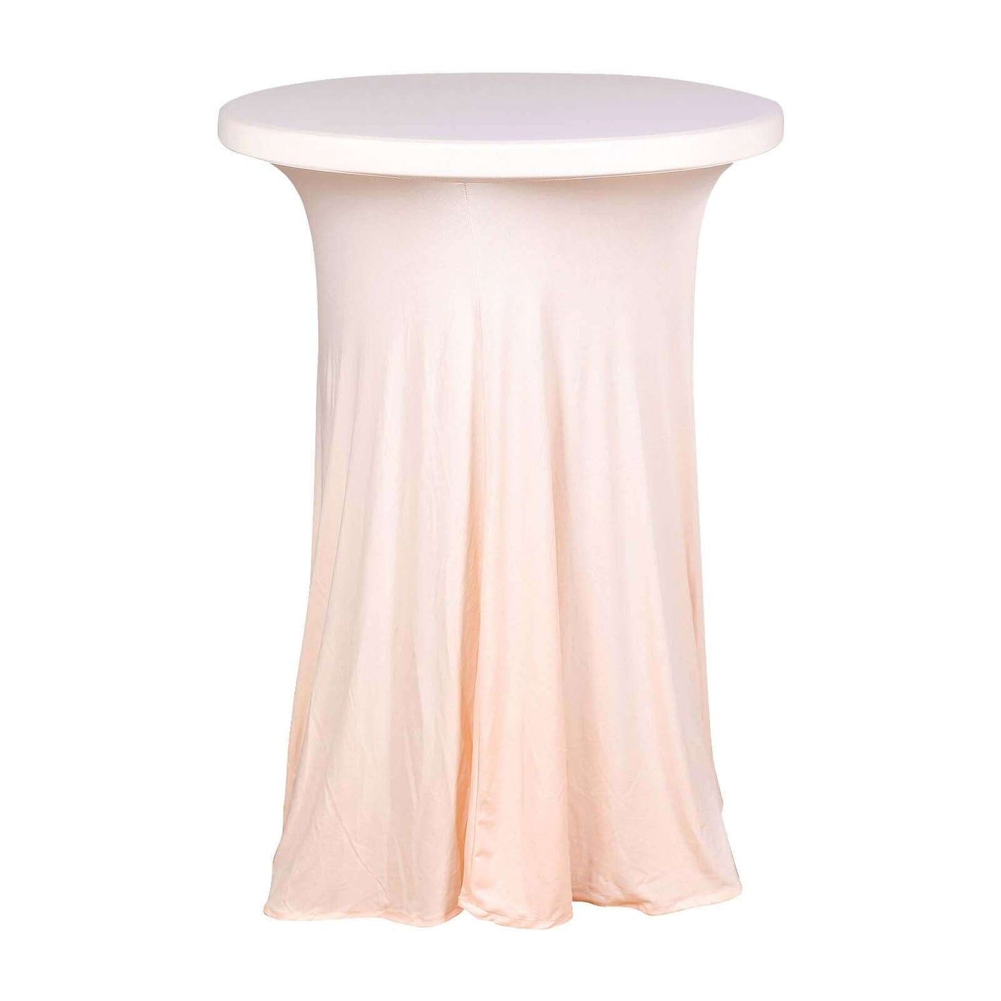 Spandex 32" Round Cocktail Table Cover Skirt Blush With Natural Wavy Drapes Pro Linens