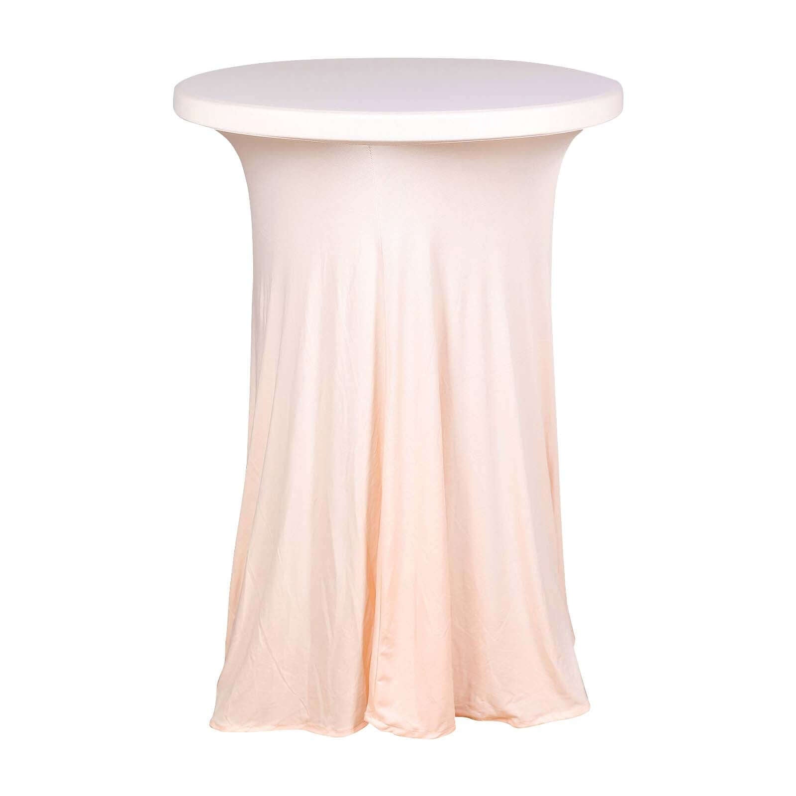 Spandex 32" Round Cocktail Table Cover Skirt Blush With Natural Wavy Drapes Pro Linens