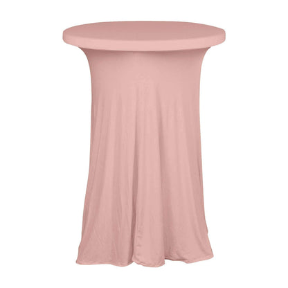 Spandex 32" Round Cocktail Table Cover Skirt Dusty Rose With Natural Wavy Drapes Pro Linens