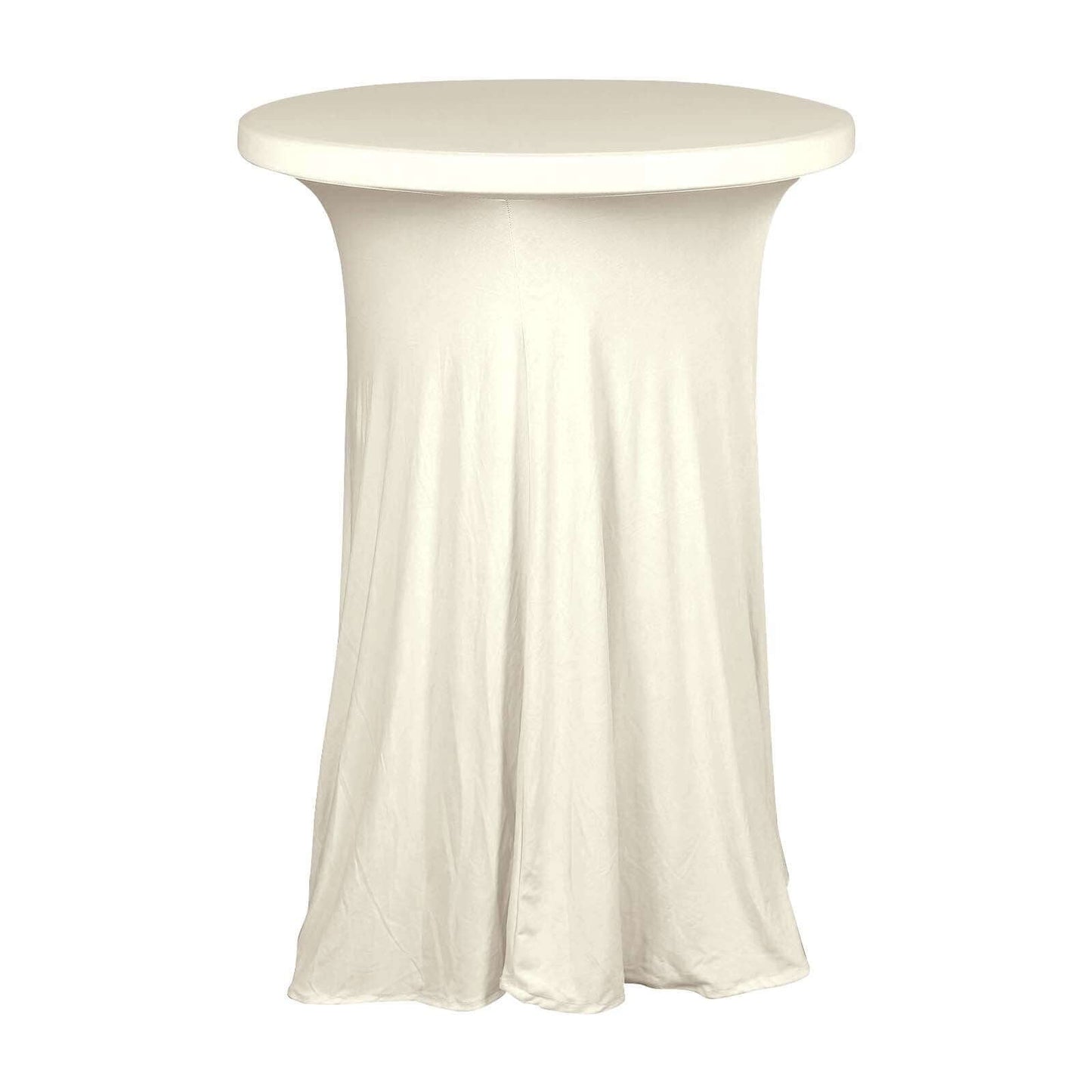 Spandex 32" Round Cocktail Table Cover Skirt Ivory With Natural Wavy Drapes Pro Linens