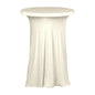 Spandex 32" Round Cocktail Table Cover Skirt Ivory With Natural Wavy Drapes Pro Linens