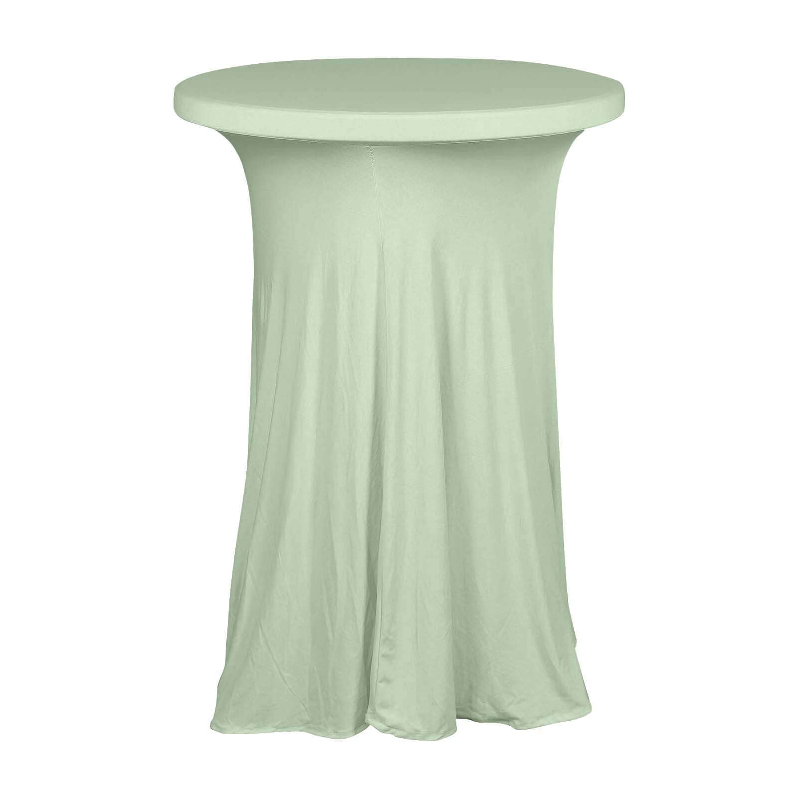 Spandex 32" Round Cocktail Table Cover Skirt Sage Green With Natural Wavy Drapes Pro Linens