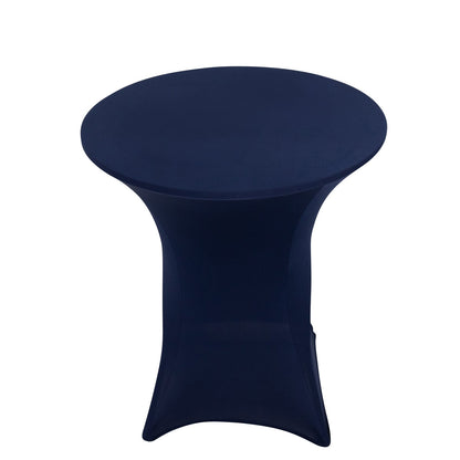 Spandex 33"-36" Round Cocktail Table Cover Navy Blue - Easy to Maintain Stretch Fitted Highboy Tablecloth Pro Linens