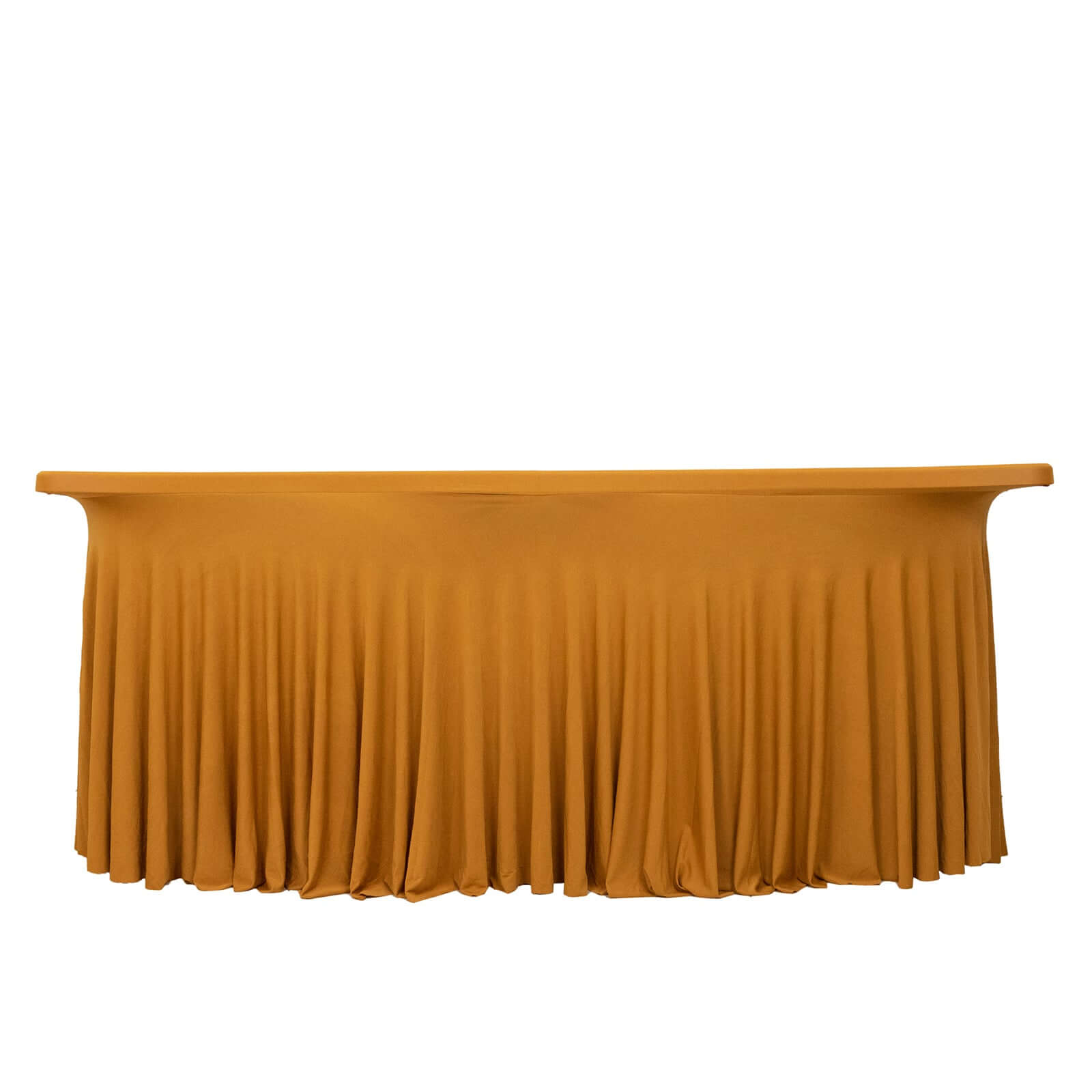 Spandex Rectangle 72"x30" Table Skirt Gold with Wavy Skirt - Like Effect Stylish Table Cover for Weddings, Banquets & Trade Shows - Pro Linens