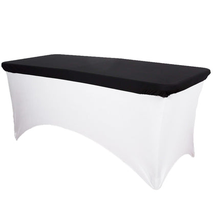 Spandex Rectangle 96"x30" Tablecloth Top Cover Black - Stretchy, Wrinkle Free & Fitted Table Topper - Pro Linens