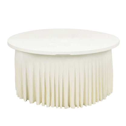 Spandex Round 5ft Table Skirt Ivory with Wavy Skirt-Like Effect Stylish Table Cover Pro Linens