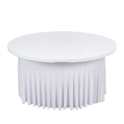 Spandex Round 5ft Table Skirt White with Wavy Skirt-Like Effect Stylish Table Cover for Weddings, Banquets & Trade Shows Pro Linens