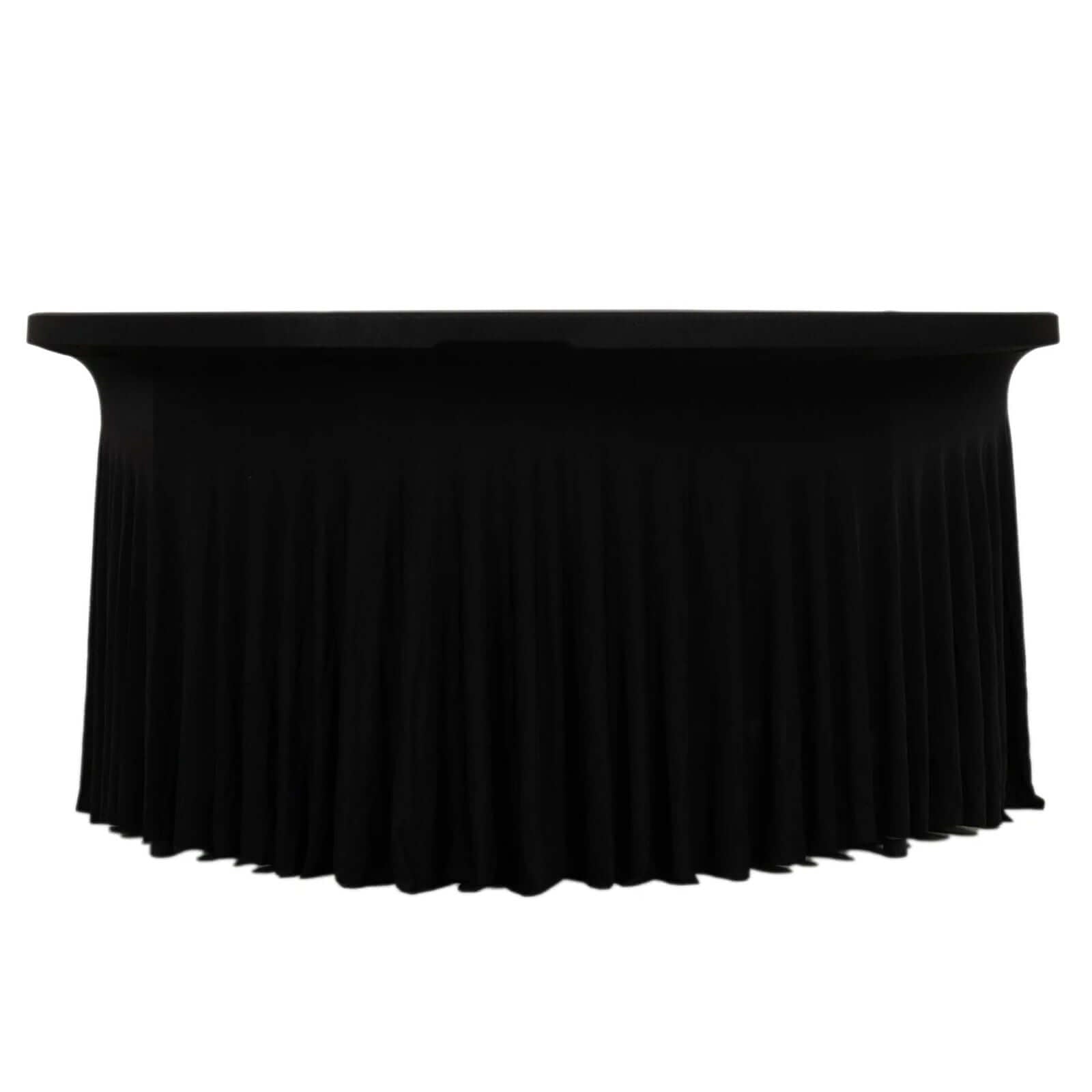 Spandex Round 6ft Table Skirt Black with Wavy Skirt-Like Effect Stylish Table Cover Pro Linens