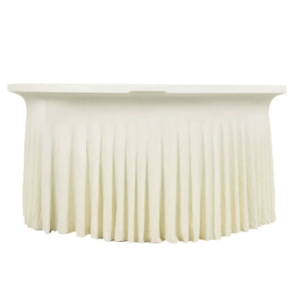 Spandex Round 6ft Table Skirt Ivory with Wavy Skirt-Like Effect Stylish Table Cover Pro Linens