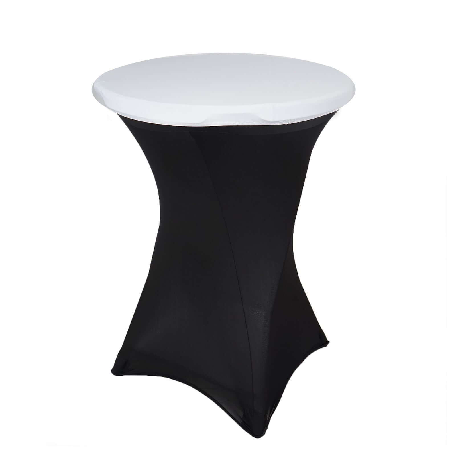 Spandex Table Top Cover White Fitted Cocktail Topper - Wrinkle-Free Event Decor Pro Linens