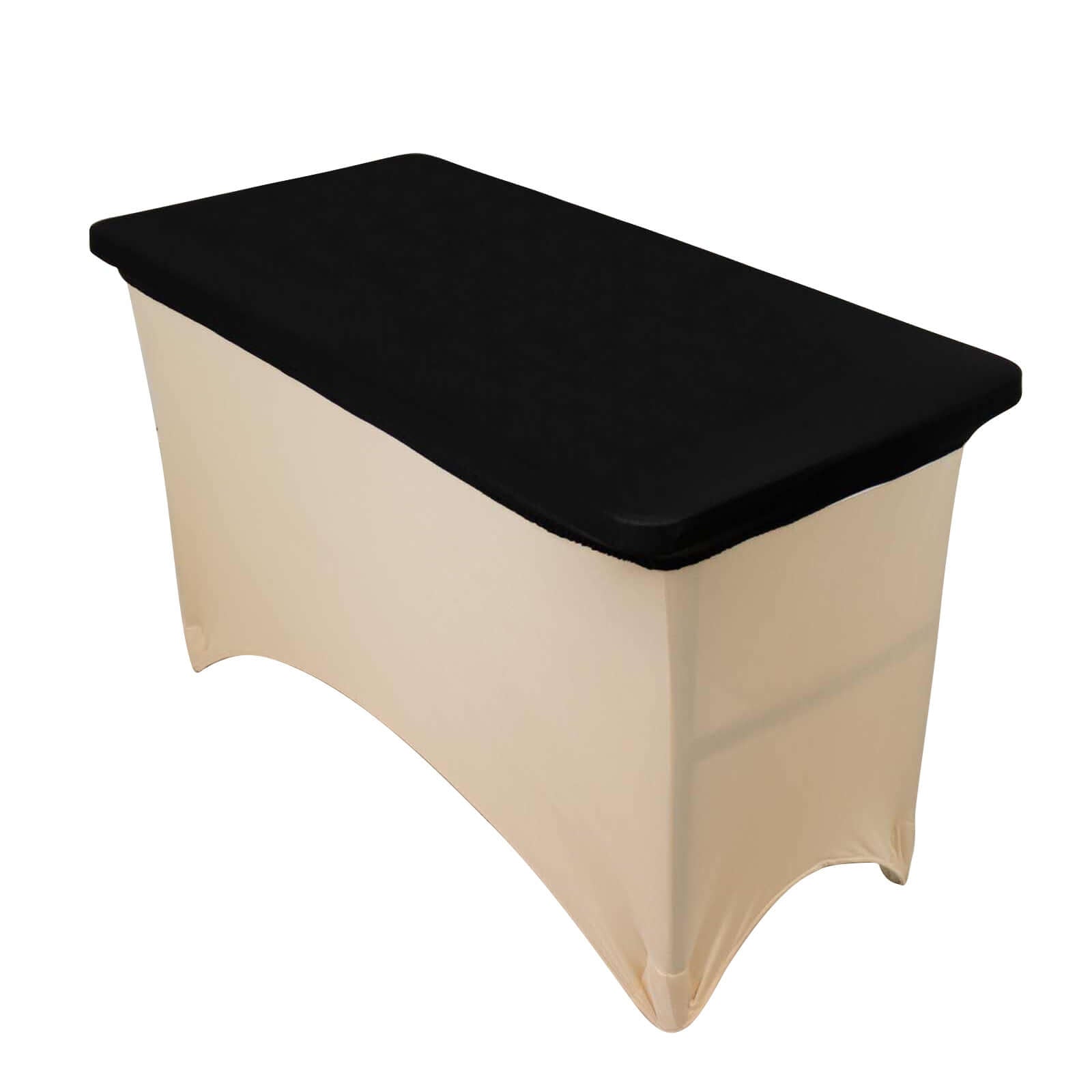 Stretch Spandex 48"x30" Rectangle Tablecloth Top Cover Black - Durable Form - Fitting Table Cover - Pro Linens