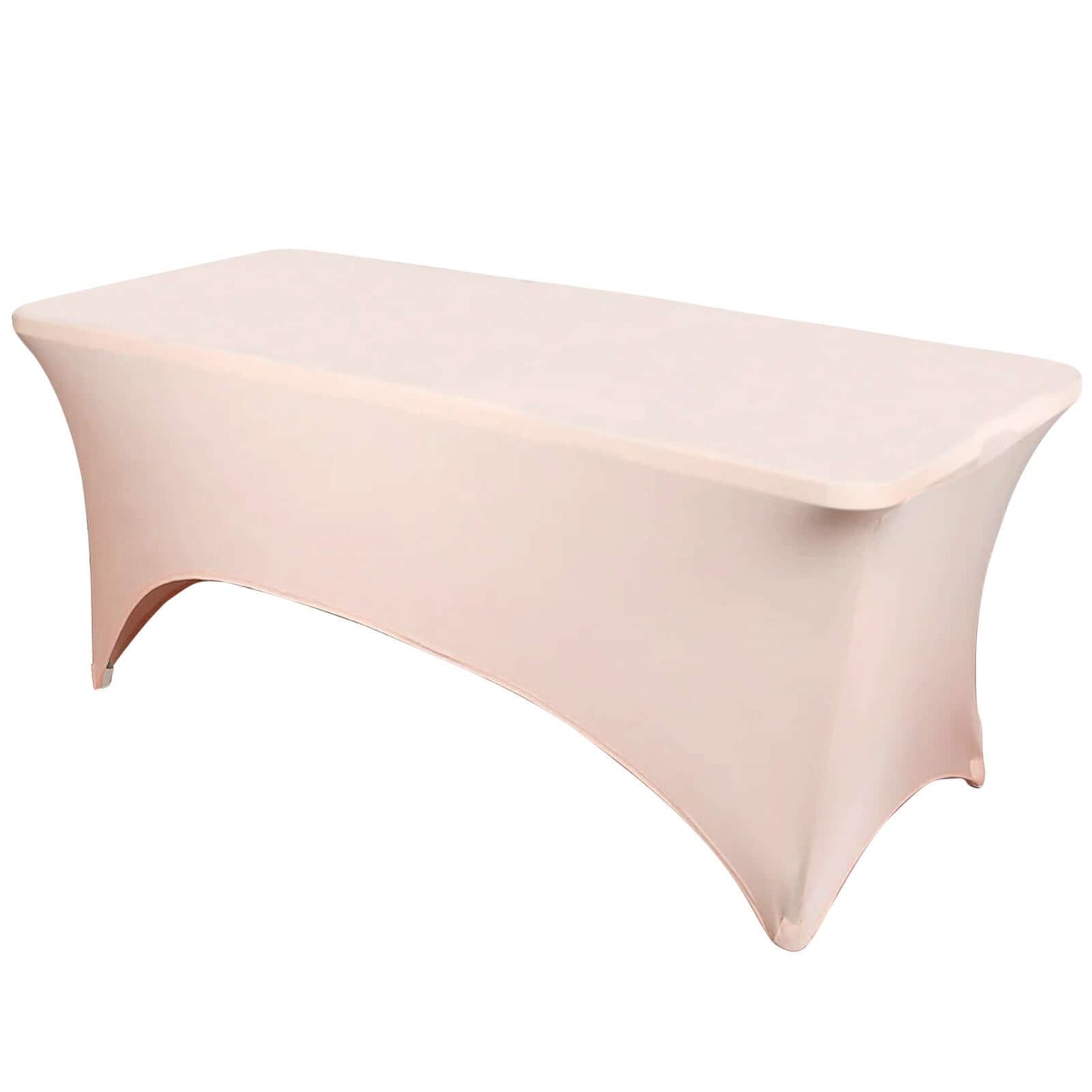 Stretch Spandex 6ft Rectangle Tablecloth Blush - Durable Form - Fitting Table Cover for Events & Presentations - Pro Linens