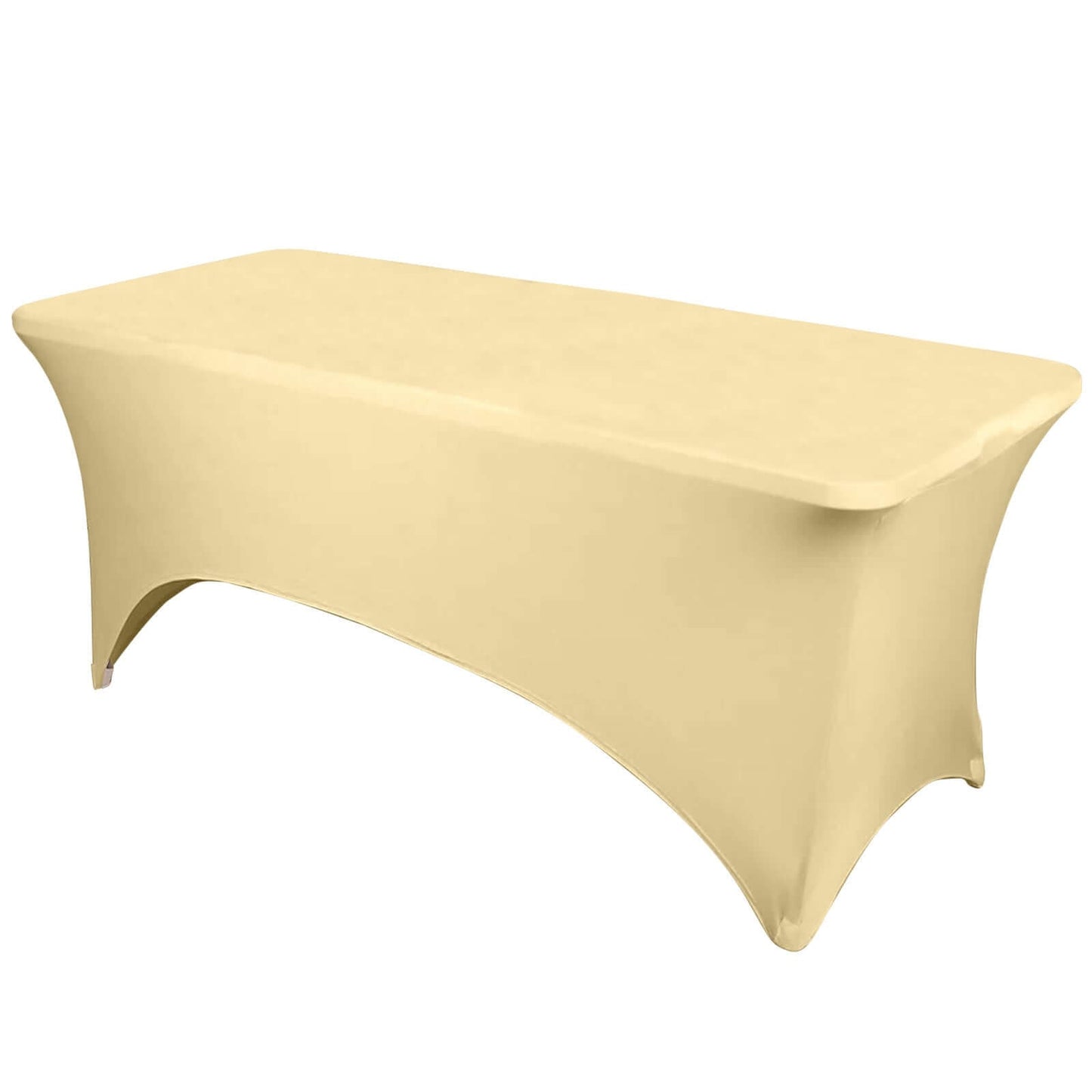 Stretch Spandex 6ft Rectangle Tablecloth Champagne - Durable Form - Fitting Table Cover - Pro Linens