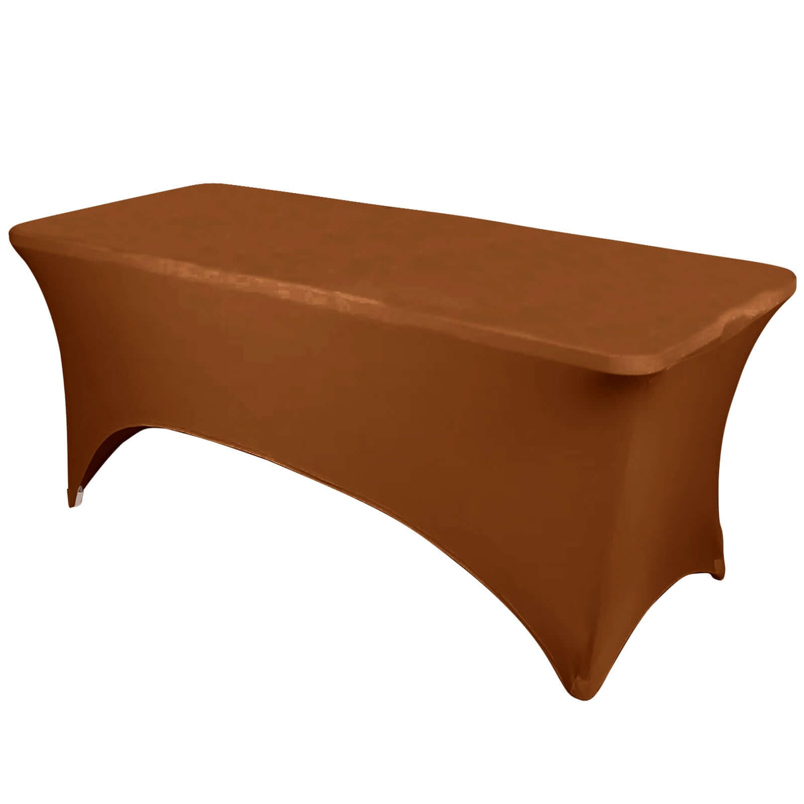 Stretch Spandex 6ft Rectangle Tablecloth Cinnamon Brown - Durable Form - Fitting Table Cover - Pro Linens