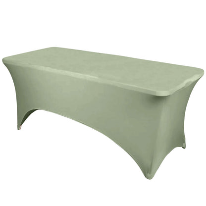 Stretch Spandex 6ft Rectangle Tablecloth Dusty Sage Green - Durable Form - Fitting Table Cover - Pro Linens