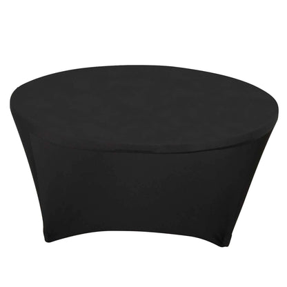 Stretch Spandex 6ft Round Tablecloth Black - Durable Form-Fitting Table Cover Pro Linens