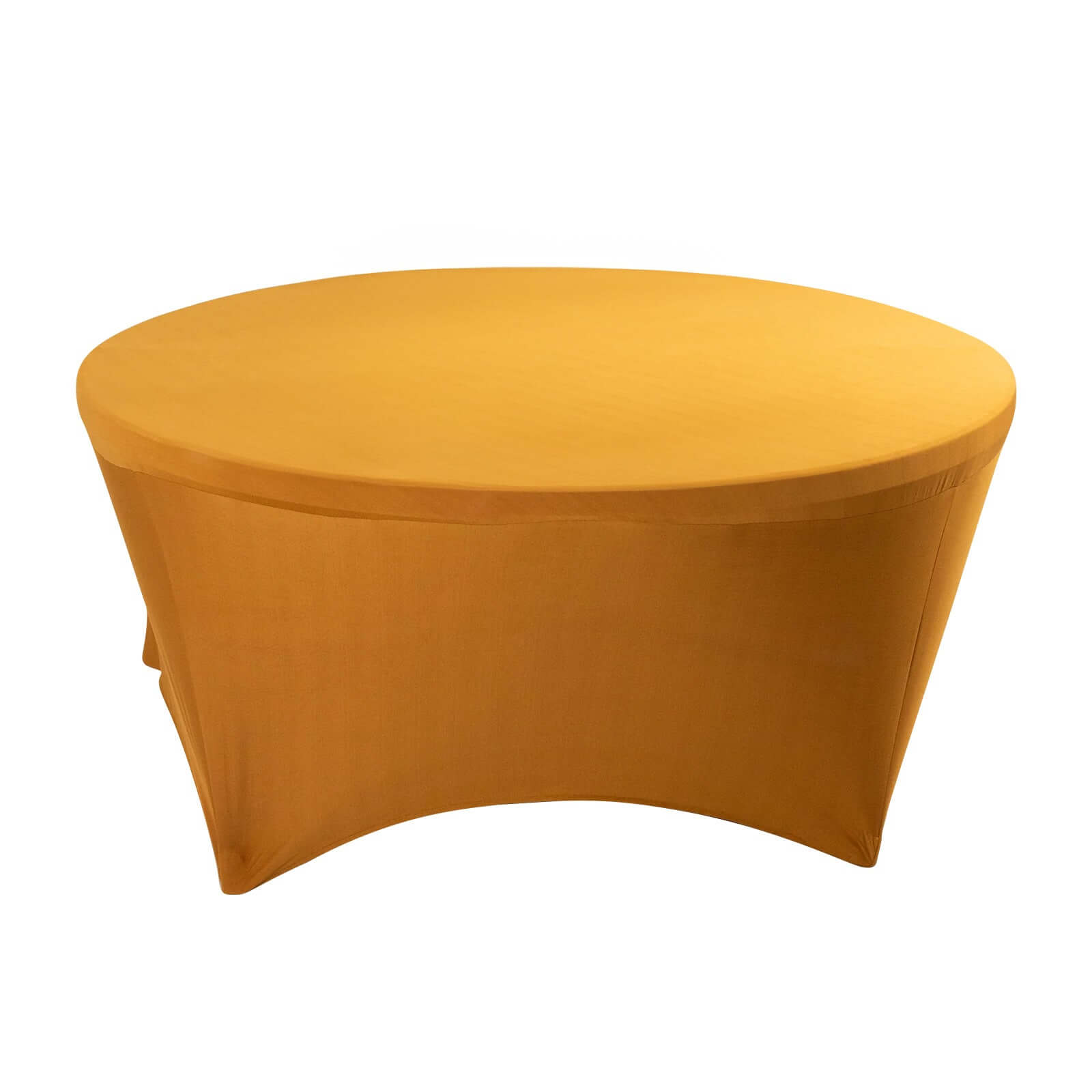 Stretch Spandex 6ft Round Tablecloth Gold - Durable Form-Fitting Table Cover for Events & Presentations Pro Linens