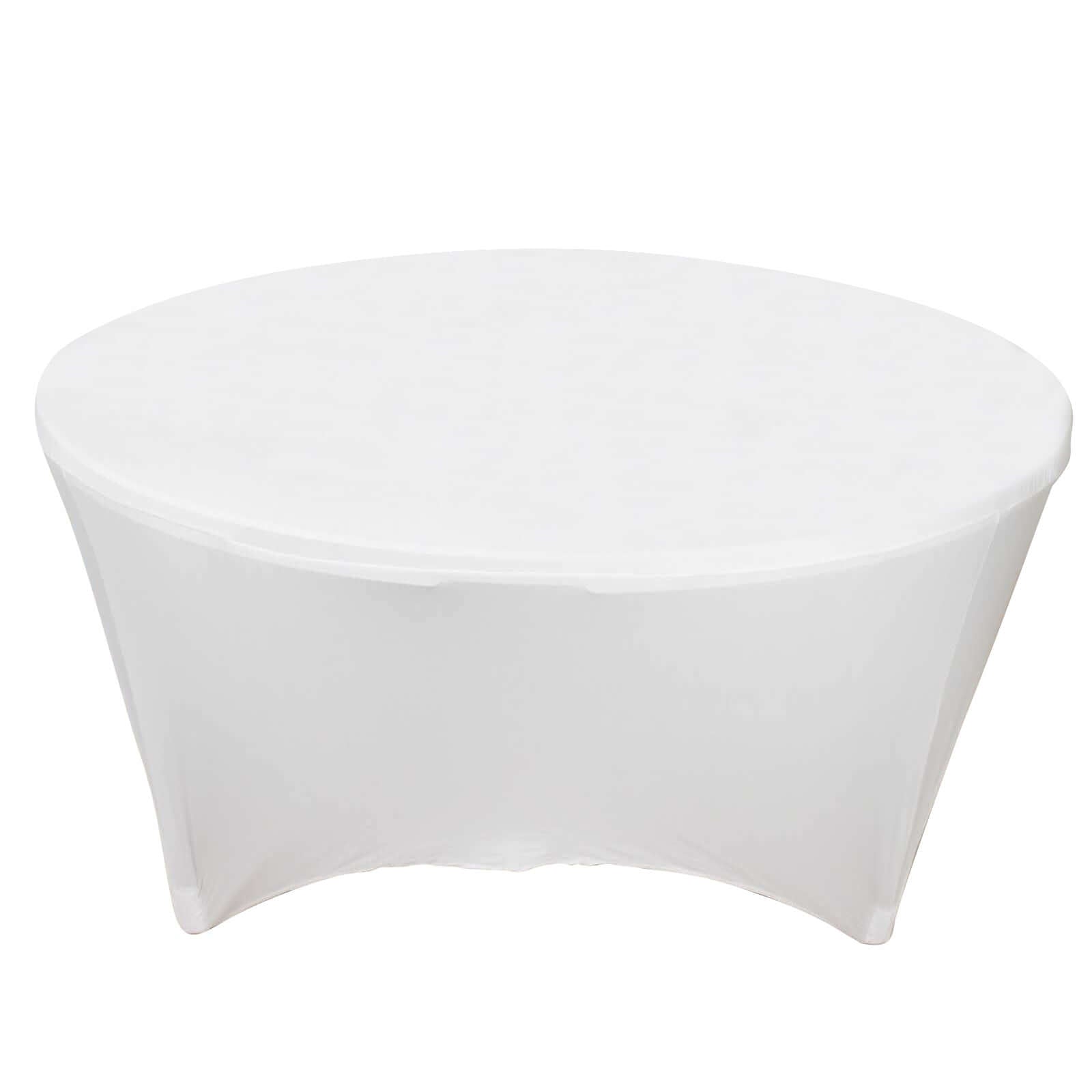 Stretch Spandex 6ft Round Tablecloth White - Durable Form-Fitting Table Cover for Events & Presentations Pro Linens