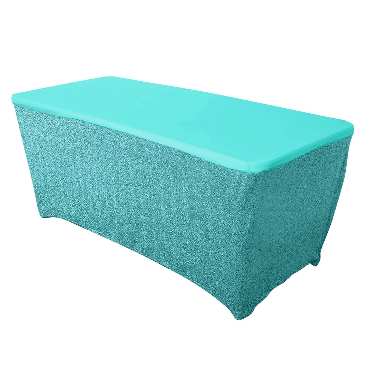 Stretch Spandex 72"x30" Rectangle Tablecloth Metallic Turquoise - Form - Fitting Table Cover - Pro Linens