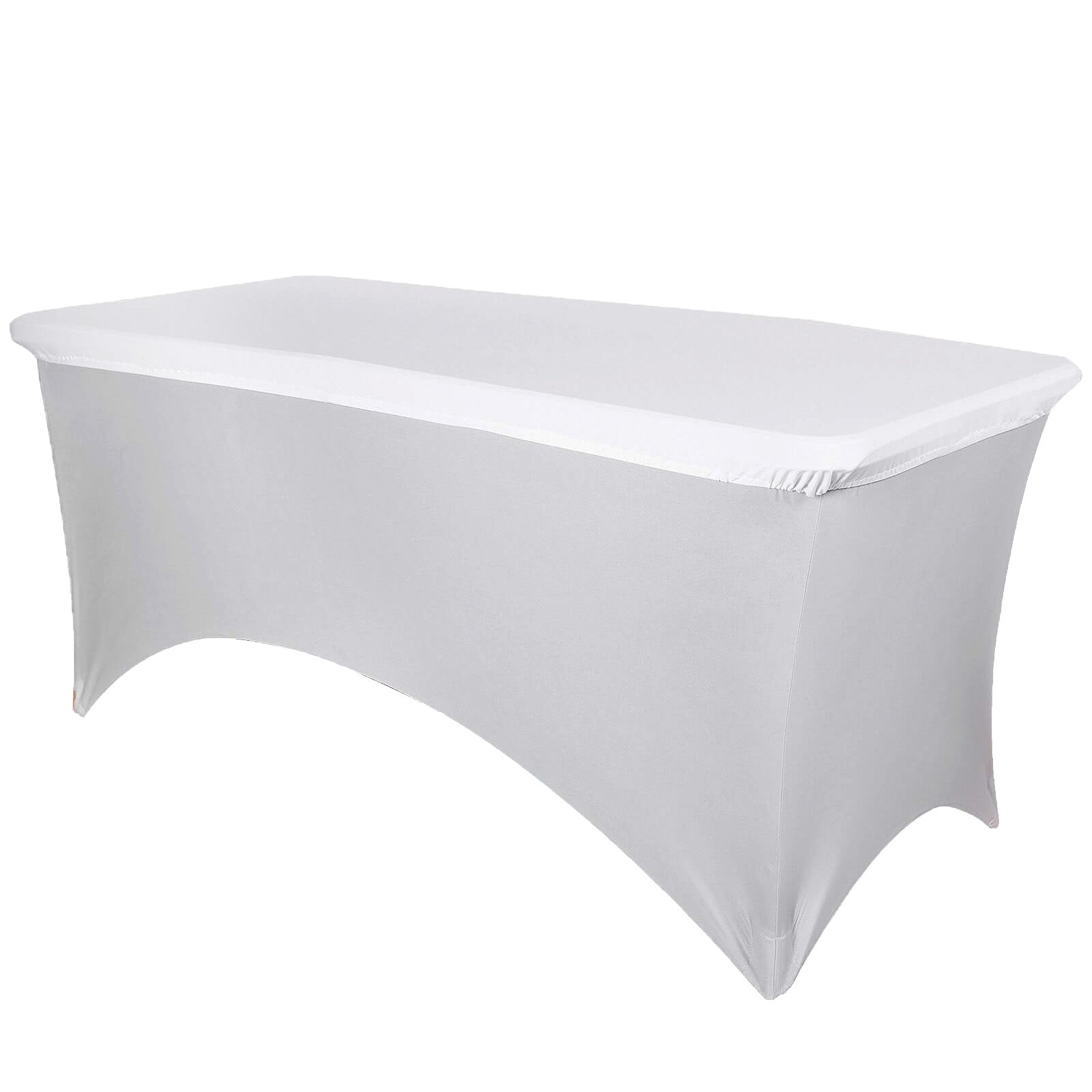 Stretch Spandex 72"x30" Rectangle Tablecloth Top Cover White - Sleek & Durable Fitted Table Topper Cap - Pro Linens