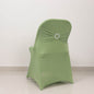 Stretch Spandex Chair Cover Sage Green for Folding Chairs - Secure Fit Slipcover with Silver Rhinestone Buckled Sash Band Pro Linens