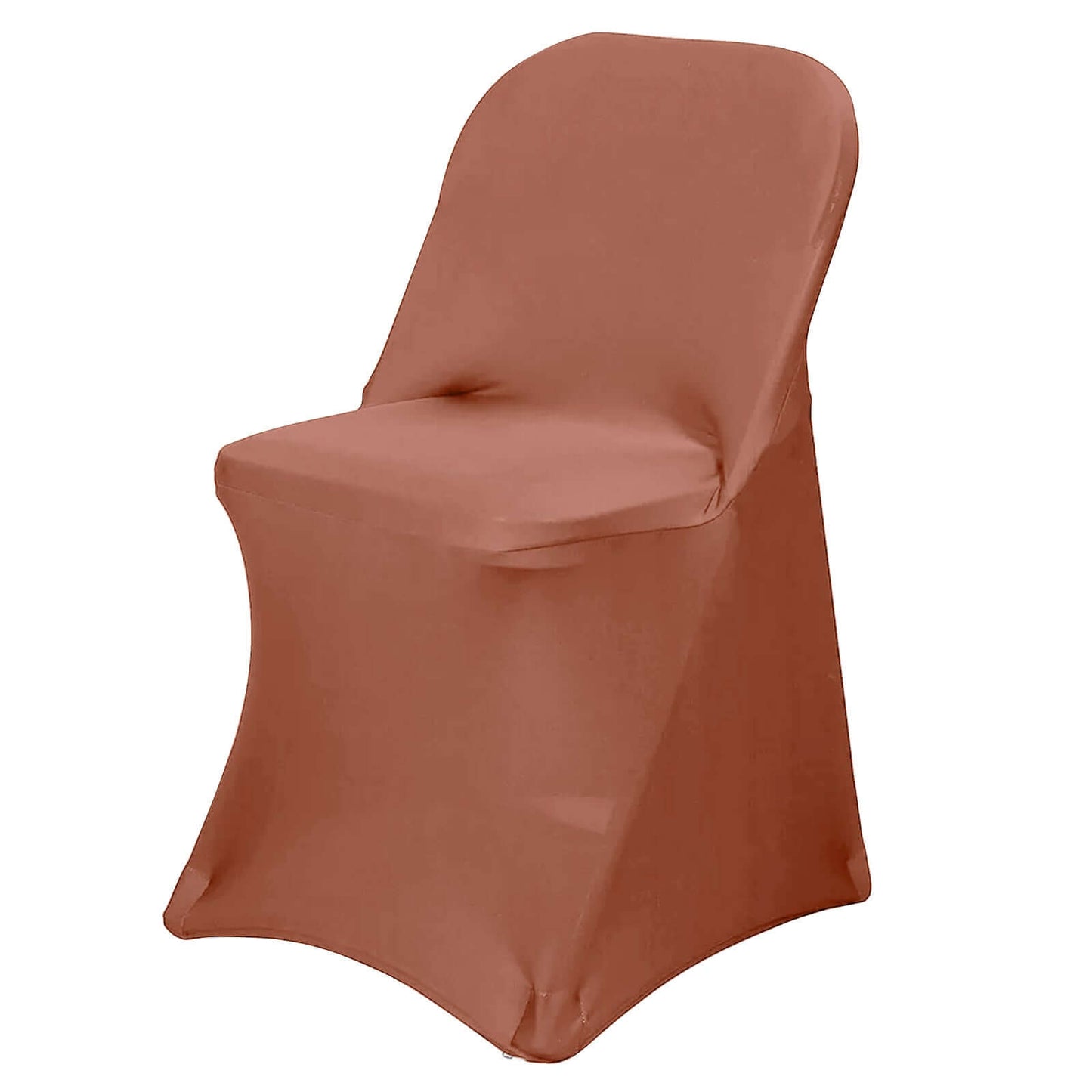 Stretch Spandex Chair Cover Terracotta (Rust) for Folding Chairs - Reusable & Wrinkle-Resistant 160GSM Fitted Slipcover Pro Linens